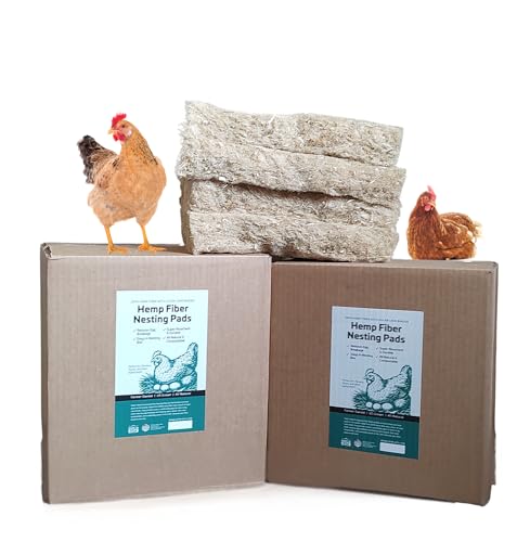 (New) Naturally Grown US Hemp Fiber Chicken Nesting Pads for Hen Nesting Boxes or Chicken Coops. Super Absorbent Nest Forming Thermoretentive and Sustainable. 12x12 (10 pack). Made in the USA.