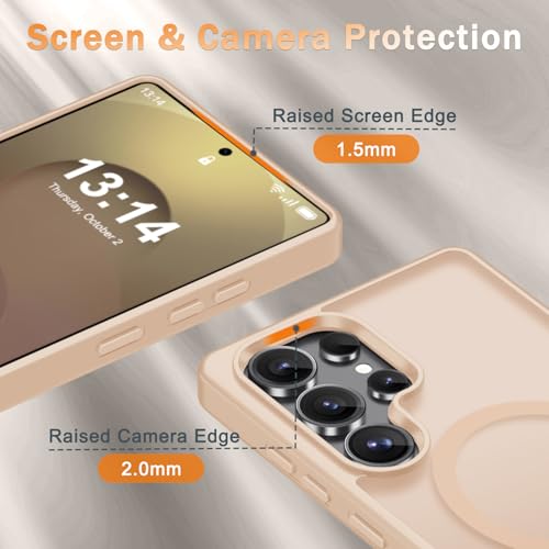 Image of for Samsung Galaxy S25 Ultra Case, Matte Magnetic Phone Cover, Coral Pink | Fit for MagSafe, Screen Protector included, Shockproof Military Grade Protection, Translucent Frosted Back