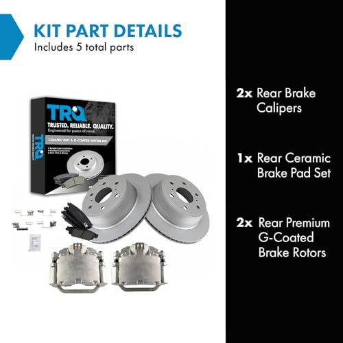 Image of TRQ Rear Brake Pad and Rotor Set Ceramic Coated Rotors Calipers