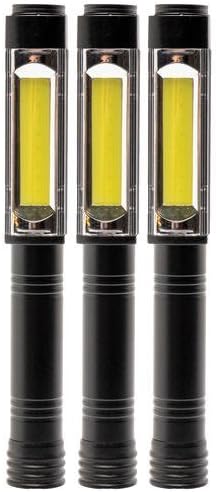 400 Lumens - Super Bright - C.O.B. LED Wide Beam Jumbo Pen Flashlight (3-Pack)