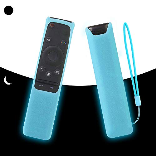 SIKAI Silicone Remote Case for Samsung BN59-01259B BN59-01259E BN59-01260A Smart TV Remote Battery Cover Shockproof Remote Skin Holder Anti-Slip Anti-Lost with Remote Loop (Glow in Dark-Blue)