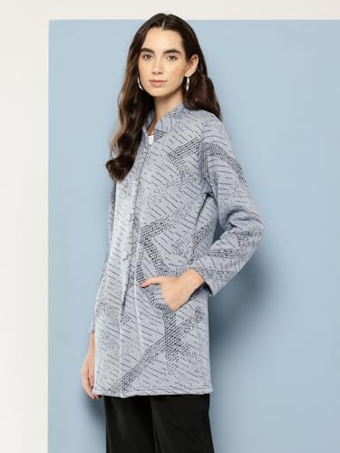 Image of Aarika Womens Winter Wear Lemon Colour Abstract Woolen Cardigan