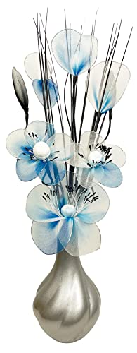 Flourish Creative Florals 5055278706036 Compositions florales artificielles, Sarcelle et Argent, petit, 32cm Cover