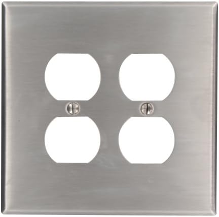 Leviton 2-Gang Duplex Wallplate, Oversized, Magnetic Stainless Steel, 84116 image 5