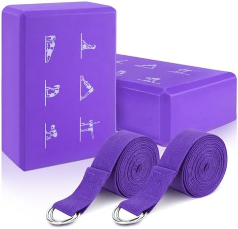 RETON Juego de 2 bloques de yoga con correa, bloques ligeros de e...