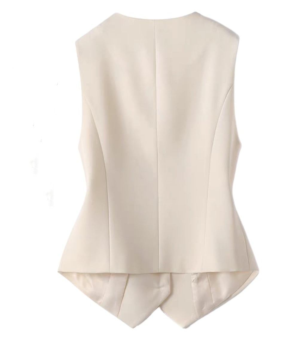Chaleco De Traje para Mujer Ajustado con Cuello en V Esmoquin Elegante Vintage