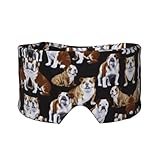 maschera paraorecchie e occhi con stampa di bulldog inglesi, morbida e traspirante, ideale per viaggi, meditazione e uso notturno