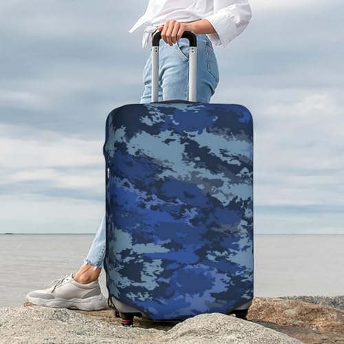Camouflage Blue And Black Luggage Cover Elastic Suitcase Protector Cover Durable Travel Suitcase Cover 18-32 Inch3