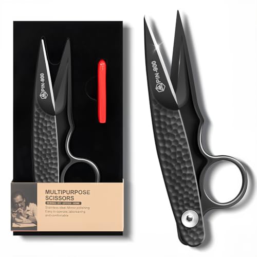Premium Sewing Scissors Sharp Precision Thread Snips with Stainless Steel Blades Upgrade Small Craft Scissors with Black Hammered Handle for Embroidery Quilting Fabric Leather & DIY Projects