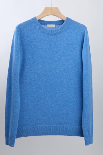 Image of JENNIE LIU Women's 100% Pure Cashmere Crew Neck Sweater, Tight Knit Cozy Soft Hand Washable Long Sleeve Pullover