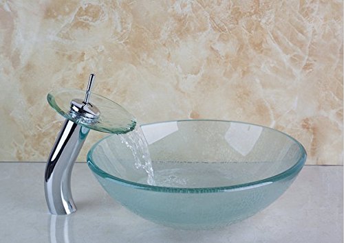 Excellente qualité de salle de bain : kit lavabo Vessel en verre et robinet Gowe haut de gamme