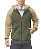 Elainone Hoodies for Men UK Color Block Warm Fleece Pullover Casual Hoody Zip Up Sweatshirt with Pockets Army Green #3