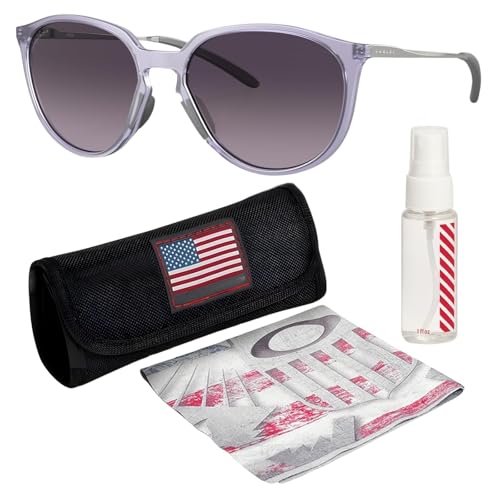 Oakley OO9288 Sielo Round Shaped Non-Polarized Sunglasses for Women – Includes Official Eyewear Kit – Matte Trans Lilac Frame with Prizm Grey Gradient Lens