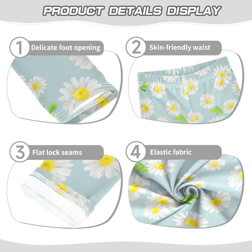 Girls' Leggings Girls Stretch Leggings White Gentle Chamomile Daisy Flower Children's Yoga Pants Clothes4