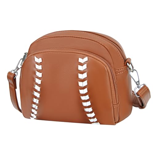 Sport Theme Crossbody Purse Vegan Leather Shoulder Bag for Women, Functional Handbag with Adjustable Strap for Game Day 6