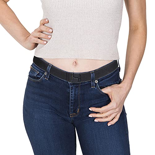 No Show Women’s Stretch 1.25" Elastic Belt - Adjustable Flat Buckle Invisible Belt, One Size3