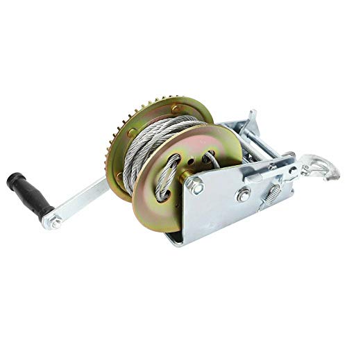 Blackhorse-Racing 3500 Lbs Hand Winch With 33Ft Cable, Hardened Steel 2 Gear Manual Crank Winch For Atv Rv Boat Trailer Truck Marine Winch Heavy Duty Hand Crank Winch With Hook #TOP5