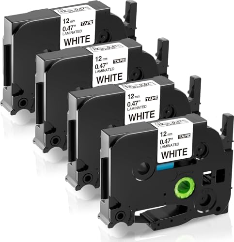 Tze-231 Label Tape Cassette 12mm 0.47 White Schriftband kompatibel mit Brother P-touch Bänder 12mm Weiß Tze Tz231 Laminated Tape für Brother Beschriftungsgerät P touch E110 H100 H105 H107B D410 D210