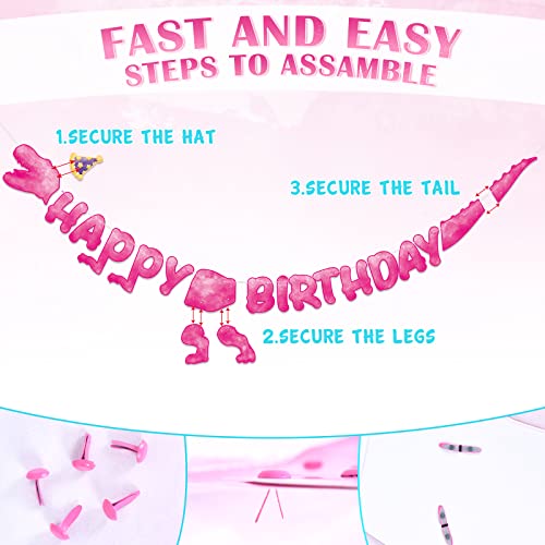 Watercolor Dinosaur Happy Birthday Banner - Dinosaur Birthday Party Decorations For Girls Kids Pre-Strung T-Rex Hanging Wall Decor Dino Party Supplies #TOP1