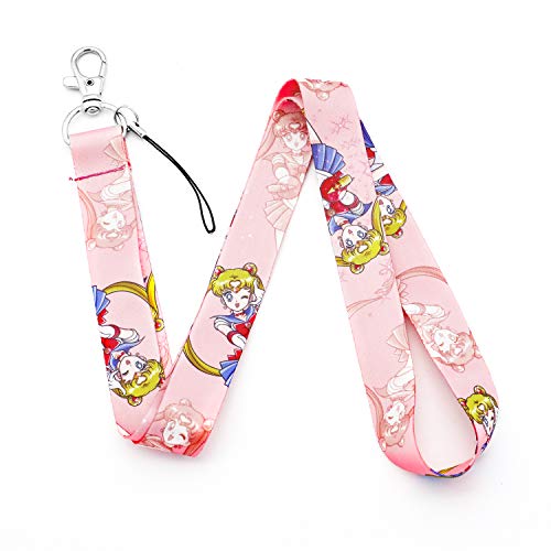 Sailor Moon Lanyard Keycahin Sailor Moon ID Badge Holders Premium Anime Lanyard(Pink Sailor Moon LY)