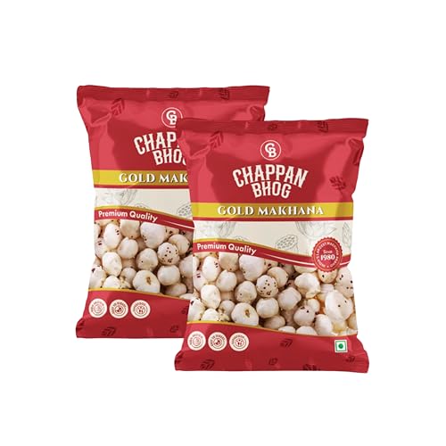 Image of Chappan Bhog Gold Makhana 250g x 2 | 5+ Suta Extra Large Foxnuts (Phool Makhana) | Raw Makhana (Lotus Seeds) | Healthy Snack | High Protein, Keto and Gluten Free | Fasting and Evening Diet Snack | Low in fat
