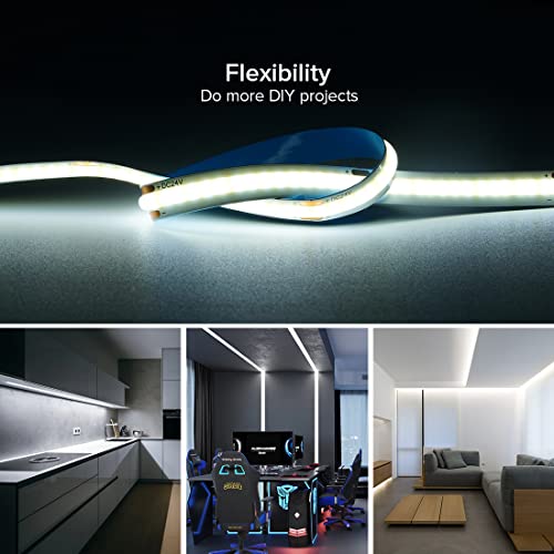 Tira de LED COB 12V 6000K Luz Blanca Fría 5m con Control miniatura 6