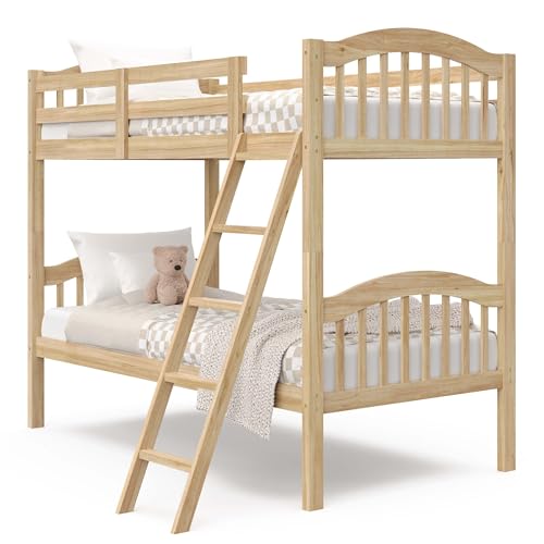 Storkcraft Long Horn Twin-Over-Twin Bunk Bed (Natural) - GREENGUARD Gold Certified, Converts to 2...
