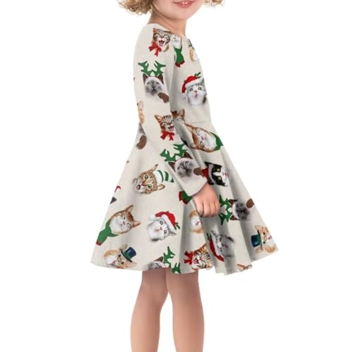 Girls Cute Long Sleeve Midi Dress for Party Casual Funny Swing A Line T Shirt Dress4