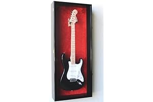 Guitar Fender Display Case Cabinet Wall Rack w/UV Protection- Lockable -Black