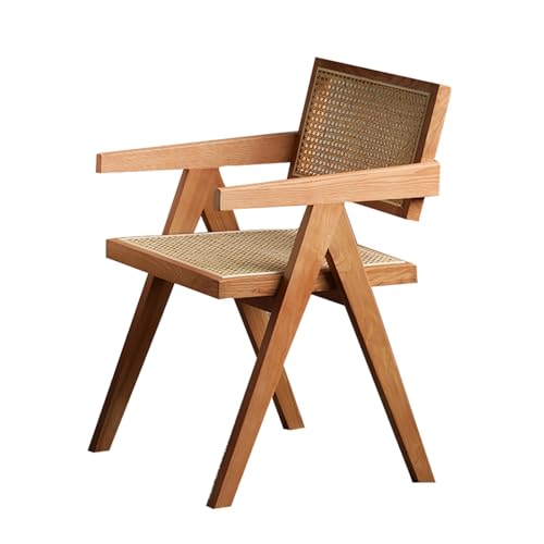 Natürlicher Rattan-Esszimmerstuhl, Holzsessel für den Innen- und...