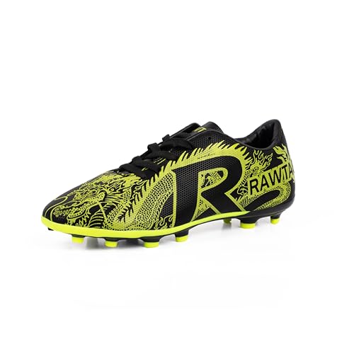 Image of RAWTAG Dragon 1.0 Soccer Football Shoes Studs with Synthetic Leather Fully Embossed Upper Sports Footwear|Comfortable Lightweight|TPU Sole Double Colour Premoulded Heel Shoe for Adult, Men & Boys