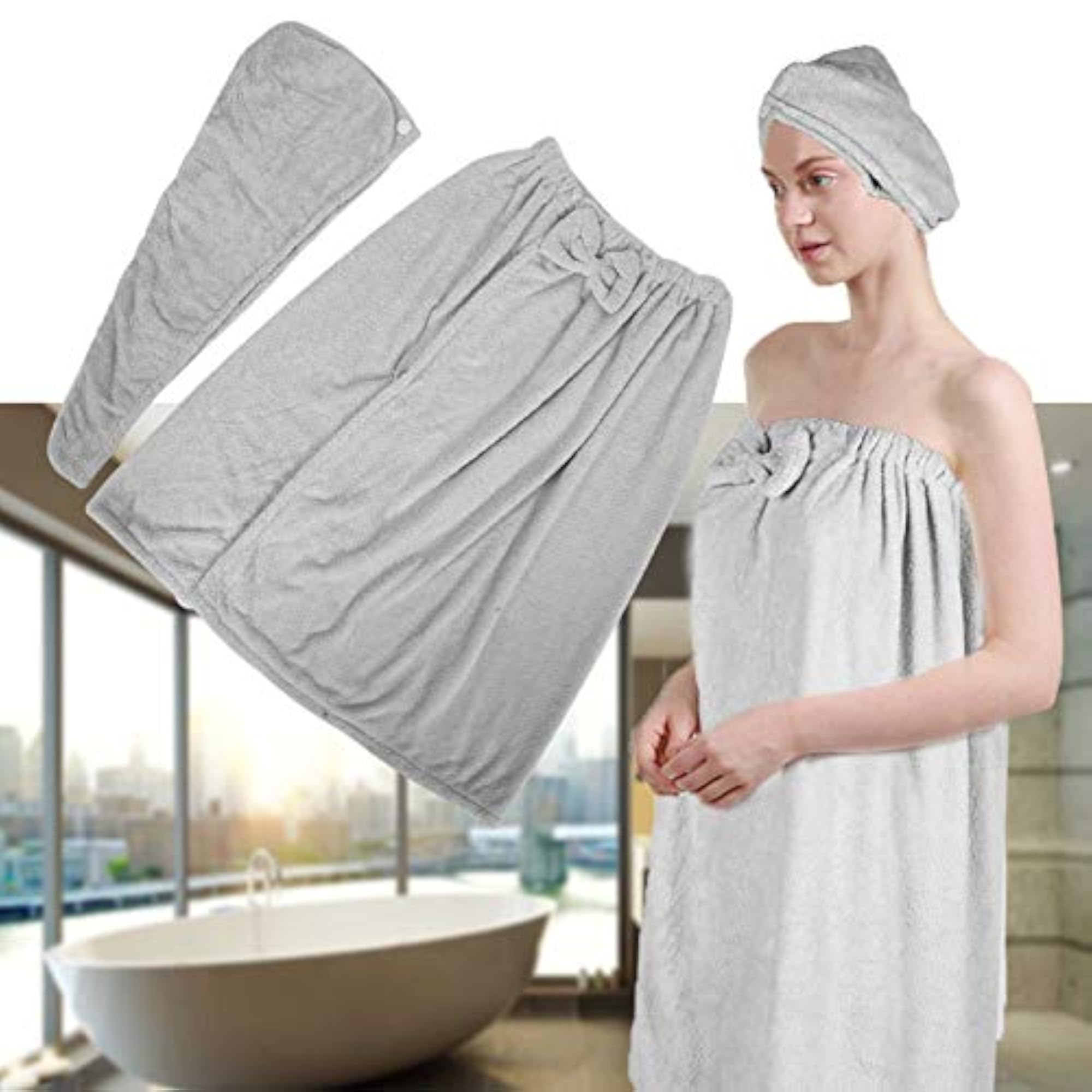Soft Adjustable Shower Hat, Bath Towel Wrap