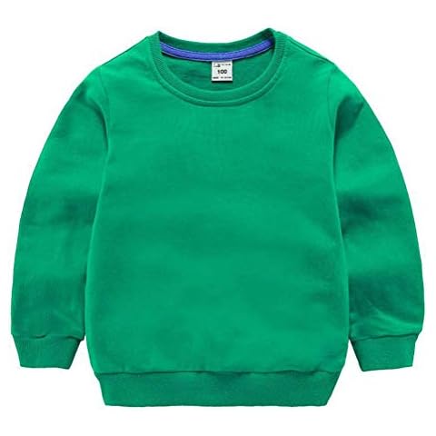 AdaliaFaye Boys' Girls Crewneck Sweatshirt Sport Long Sleeve Cotton Soft Kids Toddler Solid Pullover Tops(1-8 Years) Green Cover