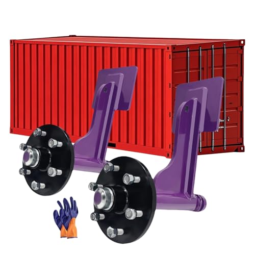RoloTippi 2 Pack Shipping Container Wheels 6-Lug Wheels Kit, Heavy-Duty Shipping Container Axles with Tool Gloves, 8800LBS Moves Both 20ft.-40ft. Shipping Container Shipping Container Wheels Kit