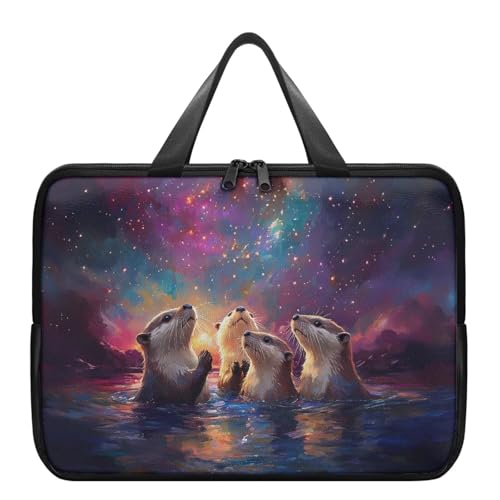 Pzuqiu Otter Galaxy Laptop Carrying Case Large Capacity Travel Laptop Bag with Handle Waterproof Laptop Briefcase for Women Men Computer Protector, 15inch