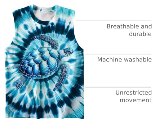 Image of DMPROD Kids Tie Dye Shirt Size 5-14 Years Sleeveless T Shirts Children Tank Tops Hippies Senior Tees for Boys Girls