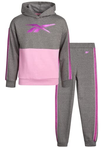 Reebok Girls' Sweatsuit Set - 2 Piece Fleece Hoodie and Jogger Sweatpants (Size: 7-12), Size 7, Lig