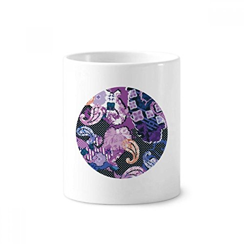 Porte-brosse à dents en céramique violet et blanc 350ml hauteur 9.6cm