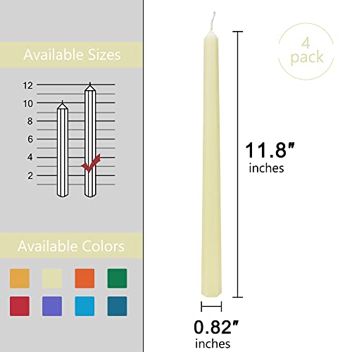 11.8インチ ハンドメイドテーパーキャンドル 4個入り ラグジュアリーディナーキャンドル 結婚祝い 記念日 クリスマス (Cream) [2]