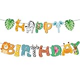 Safari Jungle Animals Birthday Banner -Animals Theme Bunting Party Decorations Supplies Kids Baby Sh