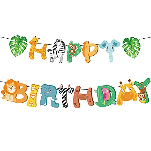 Safari Jungle Animals Birthday Banner -Animals Theme Bunting Party Decorations Supplies Kids Baby Shower Party Favors #TOP13