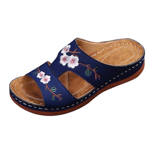 Generisch Sandalias ortopédicas para mujer 2025 Cómodas zapatillas de verano con plantilla Pantuflas transpirables y chanclas de baño Soporte ortopédico, B azul, 39 EU