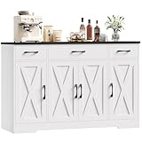 buffet noir blanc gris Grande capacité : Ce Buffet cuisine dispose de 1 grand établi, de 3 tiroirs et de 6 compartiments et vous offre beaucoup d'espace de rangement L'établi peut être utilisé pour placer de grands articles ménagers tels que des machines à pain et des fours. Vos couverts, tasses, serviettes et autres petits objets peuvent être triés et rangés dans 3 grands tiroirs ; 6 compartiments peuvent être utilisés pour placer des ustensiles de cuisine ou de salle à manger qui ne sont pas souvent utilisés. Jouent un rôle dans la prévention de la poussière