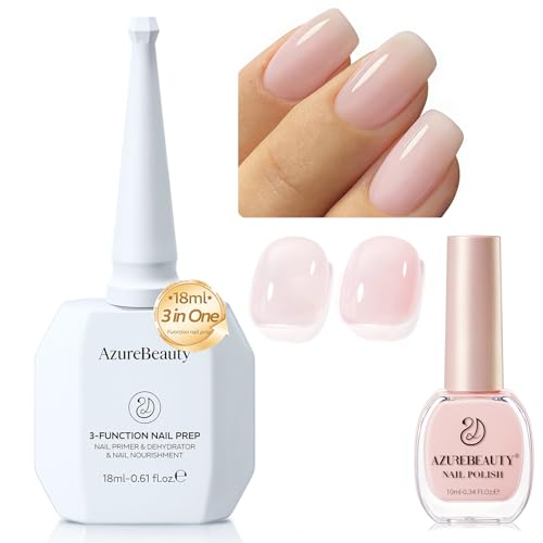 AZUREBEAUTY 3-in-One 18ml Nail Dehydrator and Primer & Jelly Pink Nail Polish