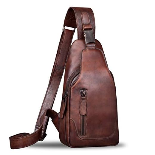 Genuine Leather Sling Bag for Men Chest Shoulder Crossbody Hiking Backpack Vintage Handmade Daypack (Coffee)