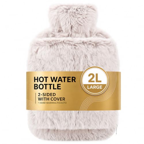 Iyxeo Wärmflasche mit Samt- & Plüsch-Taschen – 2L Naturkautschuk Wärme für Bauch, Rücken & Hände – Sparen Sie Heizkosten, Ideal für Periodenschmerzen, Muskelkater & Geschenke(pink)