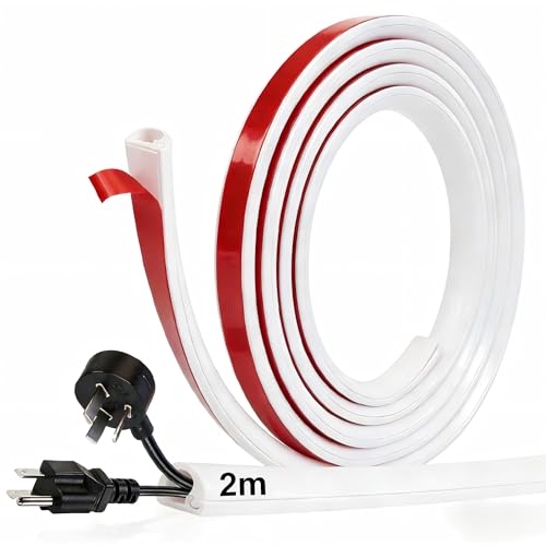 KATIMI Cable Trunking for Electric Cables：2m Flexible Mini Self Adhesive Wire covers for 1 Electric Cables, TV Cable Covers Hider For Wires Wall, Wire Conduit Trunking For Single TV Wires