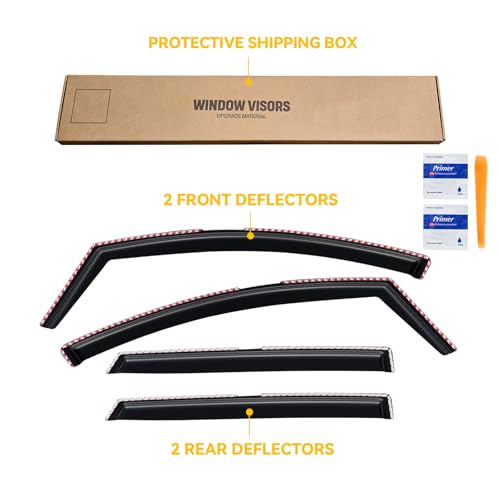 Image of in-Channel Rain Guards for Volkswagen (VW) Tiguan 2018-2024, Window Visor Shields Vent Deflector Shade Wind Dark Smoke 2019 2020 2021 2022 2023 18 19 20 21 22 23 24, Tape-On Inside-Mount, 4PCS