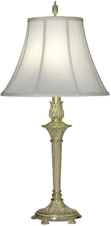 33h 1-Light 3-Way Table Lamp Satin Brass White Antique