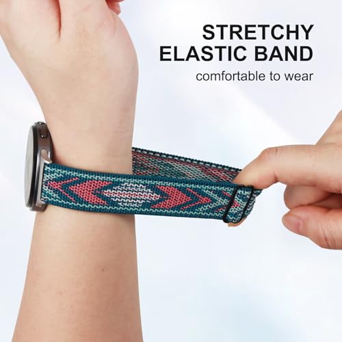 Mtozon Adjustable Elastic Bands Compatible with Samsung Galaxy Watch 8 40mm/44mm Watch8 Classic 46mm Women Men Stretchy Replacement Wristbands,Peacock Green by Mtozon - Used condition - Image 3